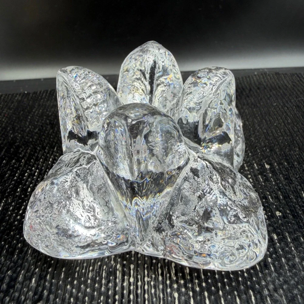 Kosta Boda Crystal Snowstar Taper Candle Holders Set 2 Ann Warff Art Glass Clear